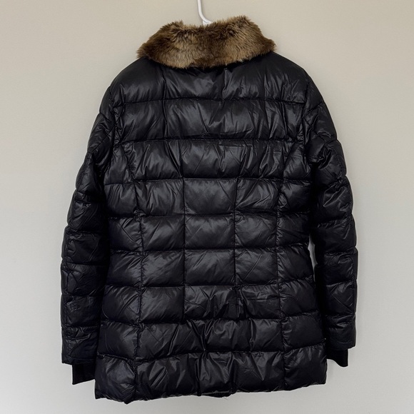 S13 Down Black Long Coat with Fur Collar - M - Picture 4 of 5